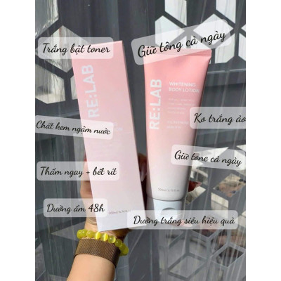 Kem body RE:LAB Whitening Body Lotion 200ml , Nâng tone dưỡng trắng da, làm đều màu da