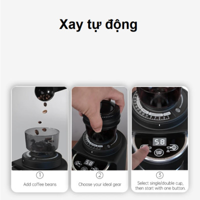 Máy xay hạt cà phê Espresso tự động tích hợp 31 chế độ xay thương hiệu Mỹ cao cấp HiBREW G3A - Hàng Nhập Khẩu