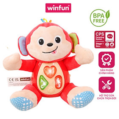 Đồ chơi sơ sinh, giáo dục sớm, thú bông hình chú khỉ phát nhạc vui nhộn cho trẻ từ 0 đến 36 tháng WinFun 0275