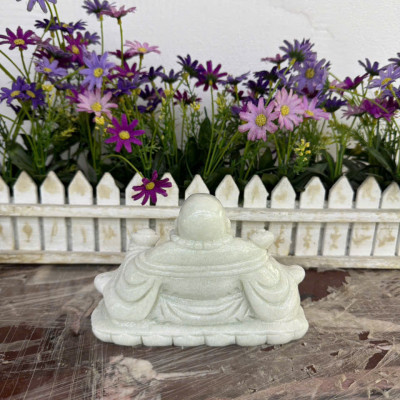 Tượng phật Di Lặc ngồi đá cẩm thạch trang trí phòng khách, bàn làm việc - Dài 15 cm