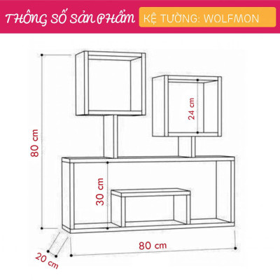 Kệ sách mini treo tường SMLIFE Wolfmon