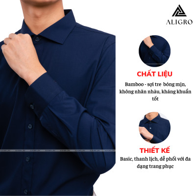 Áo sơ mi dài tay ALIGRO tím than form slimfit  ALGS173
