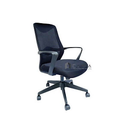 Ghế nhân viên màu đen CE4288-M Nội thất Capta Ghế xoay lưng lưới nệm vải chân nhựa xoay nâng hạ hcm