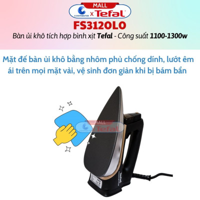 Bàn Ủi Khô Tích Hợp Bình Xịt Nước Tefal FS3120L0 - Công Suất 1300W -  Hàng Chính Hãng