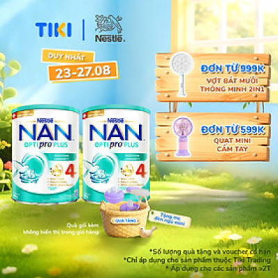 Bộ 2 lon Sữa bột Nestlé NAN OPTIPRO PLUS 4 800g/lon với 5HMO Giúp tiêu hóa tốt