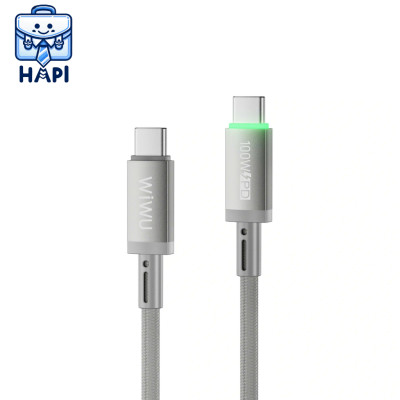 Cáp sạc Type-C to Type-C 100W hàng chính hãng WiWU Maglink Wi-C084. Dây dù nylon siêu bền, truyền đẫn ổn định