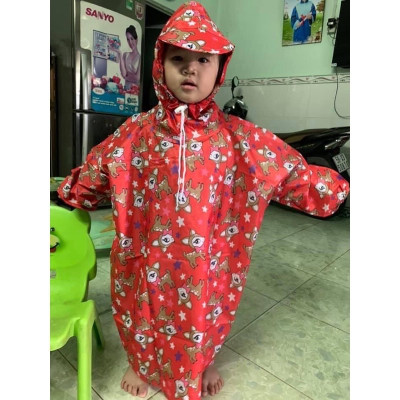 Áo mưa bít , áo đi mưa cho bé từ 7 - 10 tuổi , vải dù , chống thấm nước , họa tiết hoạt hình nhiều màu ,kèm túi đựng , giao màu ngẫu nhiên
