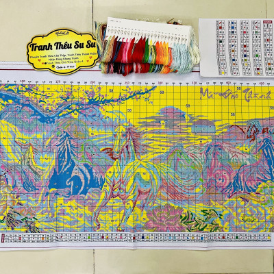 Tranh thêu kín Mã đáo thành công vs8012, kích thước 130 x 60 cm