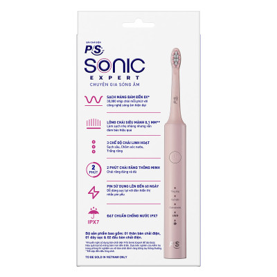 Bộ bàn Chải Điện P/S Sonic Expert Chuyên Gia Sóng Âm - Công Nghệ Sóng Âm, Chải Sạch Mảng Bám Tới 8X - Hồng Pastel