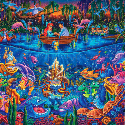 Tranh xếp Hình Tia Sáng - Tiên cá và hoàng tử (247 Mảnh Ghép)