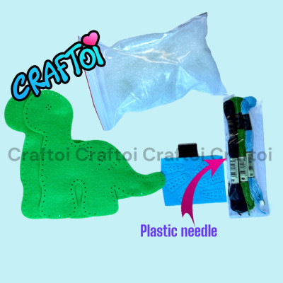 KIM NHỰA Bộ Thủ Công Trẻ Tự Làm Thú Bông 5+ DINOSAUR JOEY Craftoi Felt Sewing toy prepunched holes plastic needle