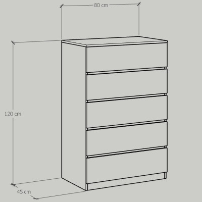[Happy Home Furniture] OLA, Tủ đựng đồ 5 ngăn kéo, 80cm x 45cm x 120cm ( DxRxC), THK_092
