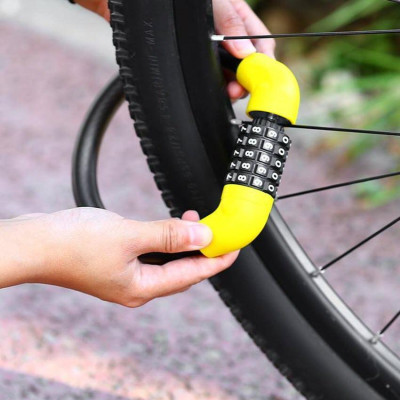 Combo: Khóa dây xe đạp 5 số đổi được mã + tay nắm sừng xe đạp