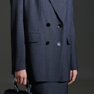 Áo blazer vai rộng cổ 2 ve ZELDA màu xám chì thiết kế cao cấp WHITE CHIC