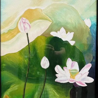 Tranh sơn mài - HOA SEN, HOA HỒNG,....cao cấp size 40x60 cm thích hợp để trang trí, làm quà tặng,...