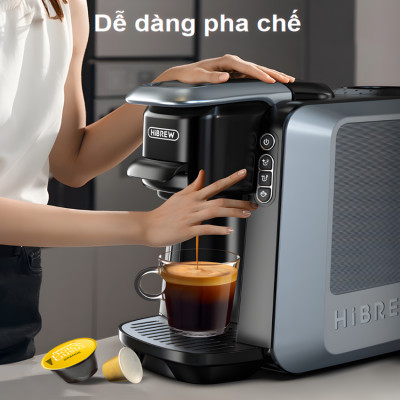 Máy pha cà phê 4 trong 1, Espresso, Viên Nén Nespresso, Nescafe Dolcegusto, Kcup thương hiệu Mỹ cao cấp HiBREW H6 - Hàng Nhập Khẩu