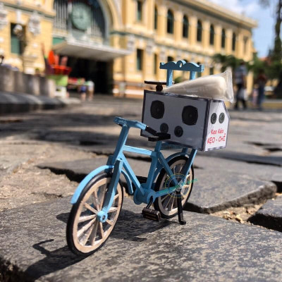 Mô Hình Tự Lắp Ráp DIY Xe Hàng Rong Sài Gòn - Thế Giới Tí Hon - Xe Kẹo Kéo - HR03