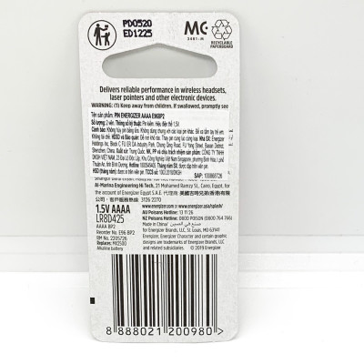 Vỉ 2 Viên Pin AAAA ( Pin 4A ) Energizer Kèm Hộp Bảo Quản - Hàng Chính Hãng