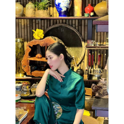 Đồ Lam Đi Chùa Ngọc Bội Cổ Tàu Mịn Mát