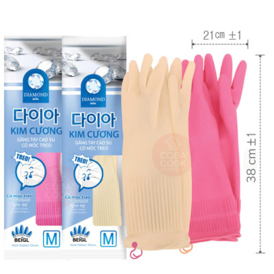 [Mua 3 Tặng 2] Bộ 3 Đôi Găng Tay Cao Su Có Móc Kim Cương Size M-37cm