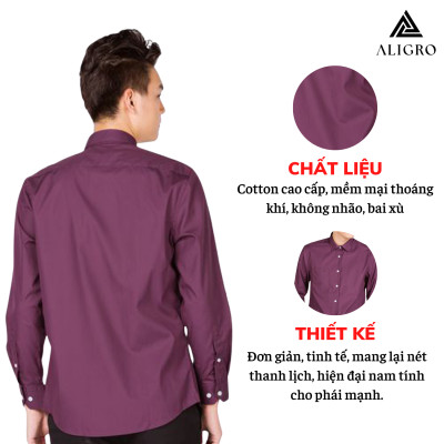 Áo sơ mi dài tay nam ALIGRO trơn basic chất liệu cotton cao cấp, thoáng mát , form dáng trẻ trung ALGS031