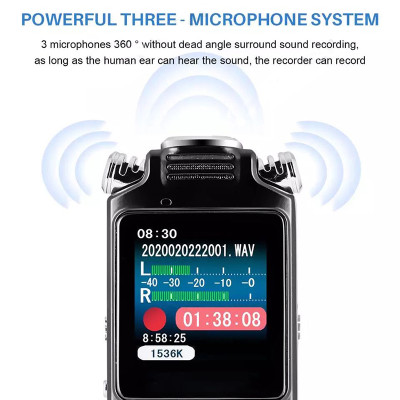 Hàng Chính Hãng - Máy Ghi Âm Kỹ Thuật Số 8822JA Bộ Nhớ 32GB Màn LCD Tốc Độ Ghi Âm 1536Kbps 3 Micro Thu Âm Siêu Nhạy Khoảng Cách Thu 50m Tự Động Ghi Âm Pin Trâu 15 Giờ Hỗ Trợ Đa Định Dạng MP3, WAV, APE, FLAC, WMA, ACC-LC, ACELP Kết Nối Đơn Giản - ROGTZ