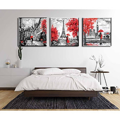 Bộ 3 tranh sơn dầu decor Paris - DC005