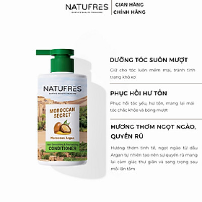 Dầu xả NATUFRÈS Moroccan Secret Tinh dầu Argan - Dưỡng tóc, suôn mượt, ngăn ngừa tóc khô, hư tổn 250ml