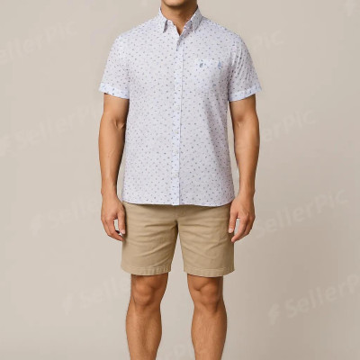 Áo sơ mi Khatoco tay ngắn lai ngang