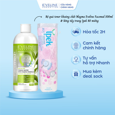[Secret Gift] Bộ quà toner khoáng chất Magma Eveline Facemed 500ml & Bông tẩy trang Ipek 80 miếng