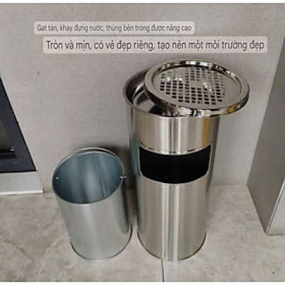 Thùng Rác Inox Gạt Tàn Thuốc - Ø250 X 610H