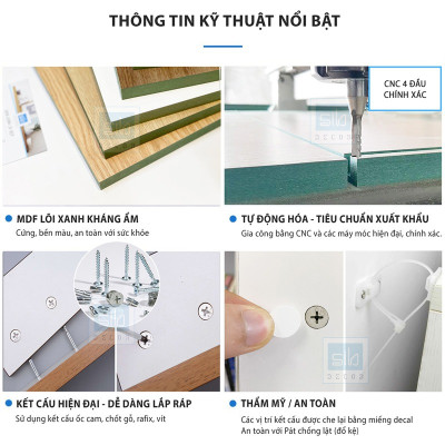 Bàn Làm Việc Kết Hợp Kệ Sách Nhiều Tầng, Gỗ Chống Ẩm Thương Hiệu SIB Decor BLV101