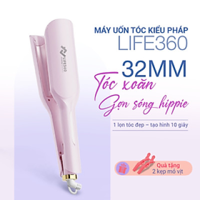 Máy Uốn Tóc Ion Âm Kiểu Pháp Life360 LF-MUP23, Uốn Xoăn Gợn Sóng 32mm, Uốn Tóc Hippie - Hàng Chính Hãng Bảo Hành 1 Năm