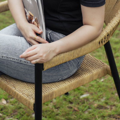 Ghế nhựa sân vường giả mây đan