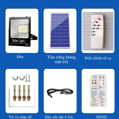 Đèn  Năng Lượng Mặt Trời ,Đèn Pha Năng Lượng Mặt Trời IP67,Vỏ Nhôm Đúc, Sáng Liên Tục 500W Chống Nước Cao Cấp  nhập khẩu