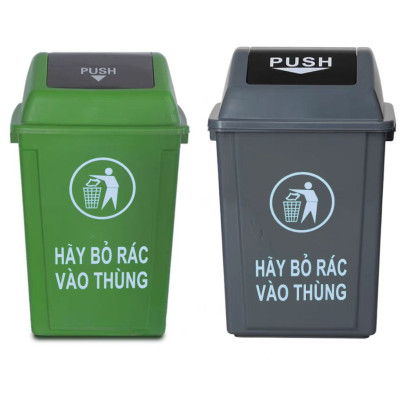 Thùng Rác nắp lật 60L nhựa HDPE cao cấp – Thùng rác lật công nghiệp 60L bền bỉ, chịu lực tốt, chống va đập và ăn mòn hóa chất.