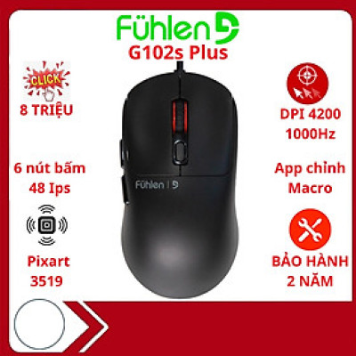  Chuột gaming Fuhlen G102s plus DPI 4200, 1000HZ, Gia tốc 10G, 48 Ips- Hàng chính hãng