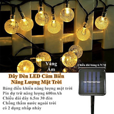 Đèn Led Cảm Biến Năng Lượng Mặt Trời 6,5M 30 Đèn Chống Thấm Nước  Treo Trang Trí Gồm 2 Màu  Vàng Ấm Và Đa Sắc