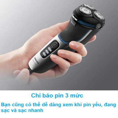 Máy cạo râu khô và ướt cao cấp thương hiệu Philips S3206/09 Series 3000 tích hợp cạo mai - Hàng Nhập Khẩu