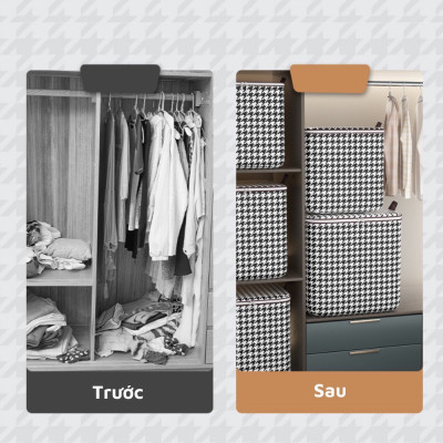 Giỏ Đựng Đồ Sọc Caro Trắng Đen – Gấp Gọn, Đa Năng,  Dày Dặn, Dùng Cho Gia Đình, Du Lịch, Dọn Nhà