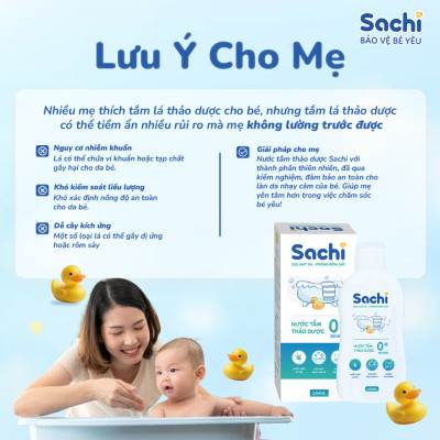 Nước Tắm Thảo Dược An Toàn Cho Bé Sachi Chai 500ml Làm Sạch, Phòng Ngừa Rôm Sảy Mảng Bám Da Đầu