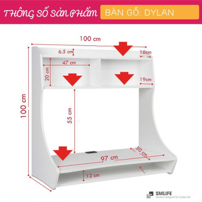 Bàn làm việc gắn tường SMLIFE Dylan