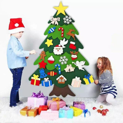 Cây thông 2 lớp noel dán treo tường mẫu mới năm 2021 – Cây thông kèm miếng dán vải nỉ trang trí giáng sinh – 01122
