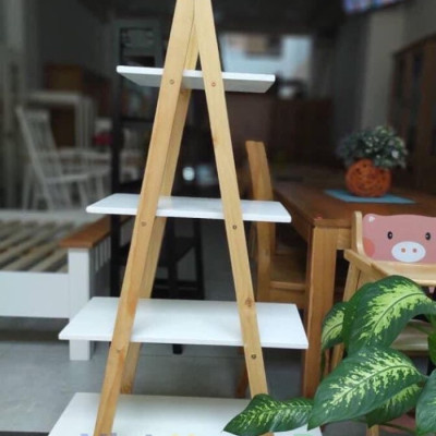 Kệ 4 tầng hình A màu trắng / tự nhiên #9187-NWH