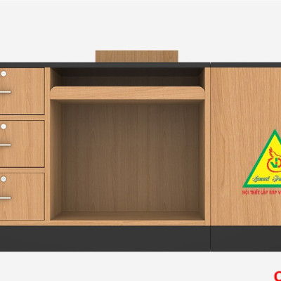 Quầy tính tiền, Bàn thu ngân cho cửa hàng tiện lợi, siêu thị mini QTT433 - NỘI THẤT LẮP RÁP VIENDONGADV