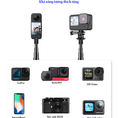 Gậy chụp ảnh selfie gắn lên tay lái xe đạp, xe điện, xe máy, xe đẩy Puluz PU817, hàng chính hãng