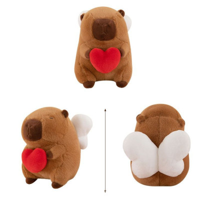 Thú nhồi bông Capybara cánh thiên thần đáng yêu - Size 30cm đến 50cm - Quà tặng gấu bông chuột lang ôm tim cánh trắng êm mịn.