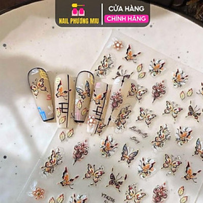 Sticker 5D Bướm Lụa Nổi Gắn Móng CA6993 Làm Nail, Miếng Dán Bướm Lụa 5D Nhiều Màu Trang Trí Hình Dán Móng Hàn Quốc Nữ Women