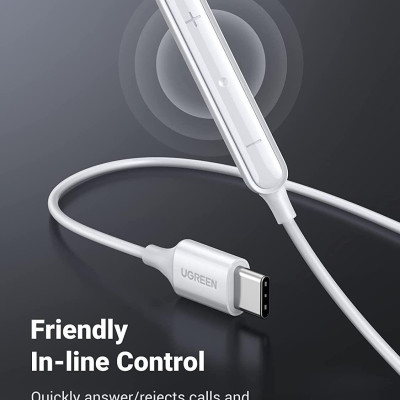 Ugreen UG60700EP101TK USB-C Màu Trắng Tai nghe nhét tai cổng Type-C có điều khiển âm lượng - HÀNG CHÍNH HÃNG