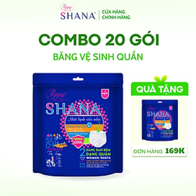 Combo 20 gói Băng Vệ Sinh Quần Peppy Shana Ngày Đêm Siêu Thấm, Freesize, Chống Tràn Tối Đa, Tiết Kiệm (40 miếng)